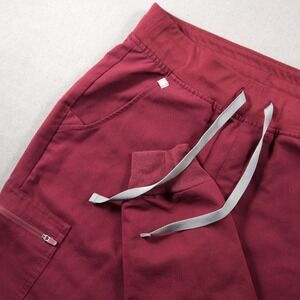 FIGS Zamorra Jogger Women Scrub Pants S Red Work Medical Gray Drawstring Cargo